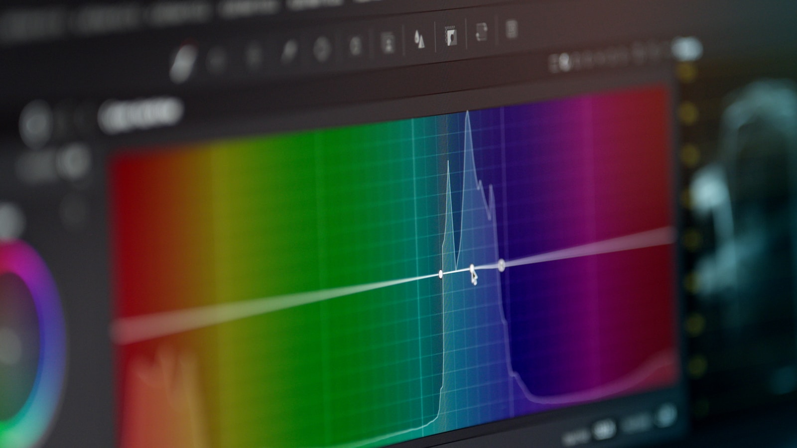 A close up of a computer screen with a color chart on it